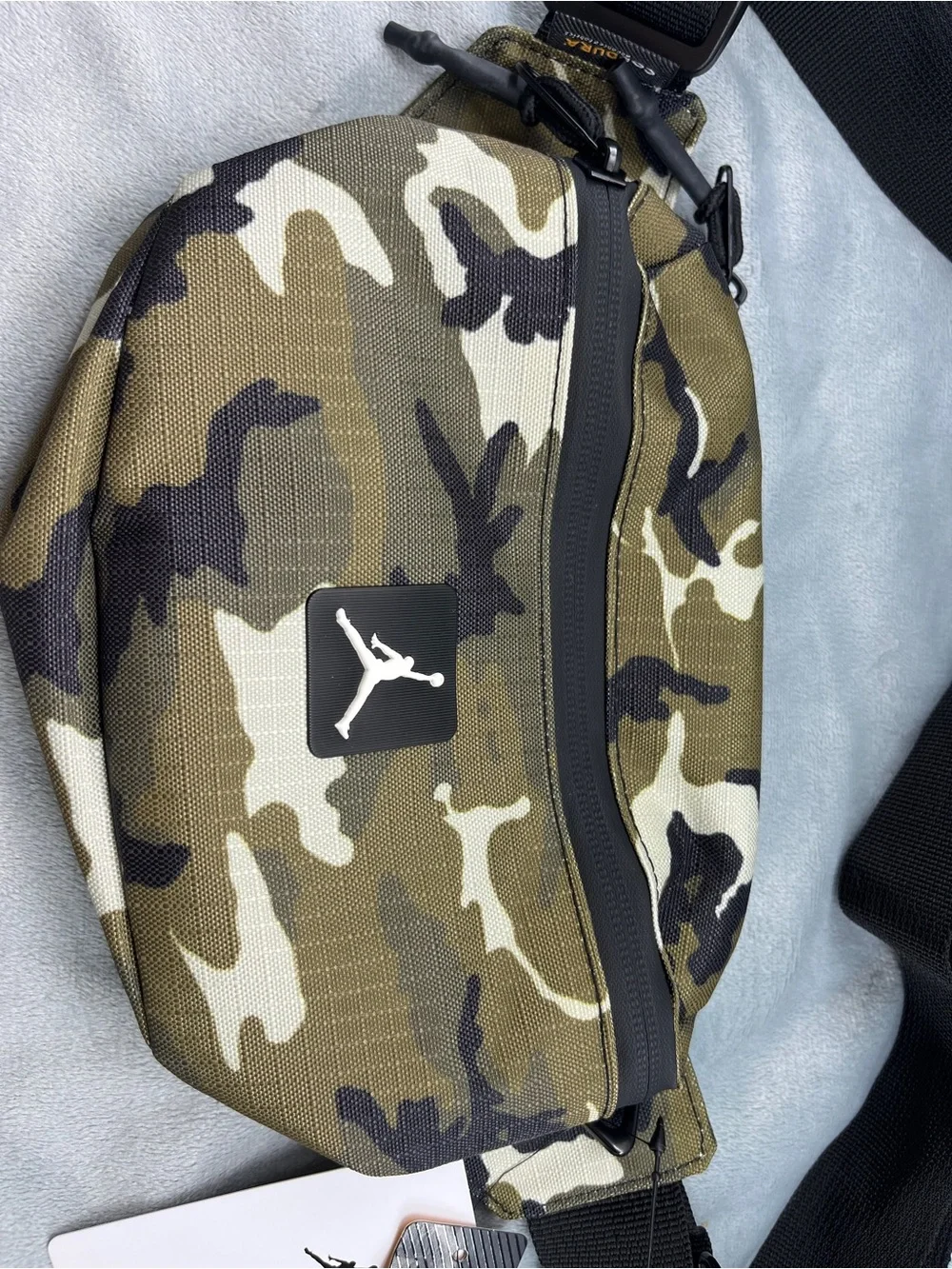 Jordan Olive Camo Belt Bag with Black Strap